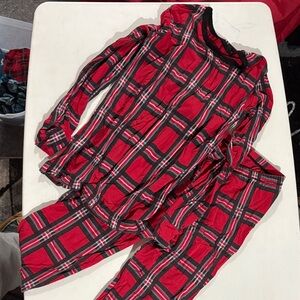 Kickee Pants Red and Black Plaid Kids Pajama Set